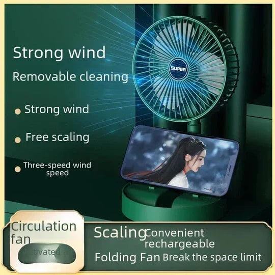 USB Rechargeable Fan Portable Electric Mini Fan Foldable Telescopic Fan